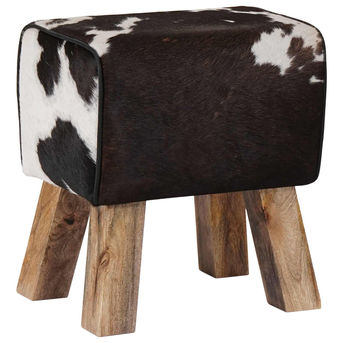 vidaXL Bench 40 x 30 x 45 cm Real Leather Black and White