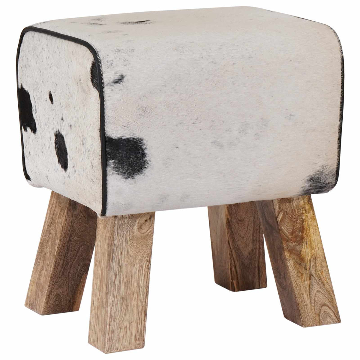 vidaXL Bench 40 x 30 x 45 cm Real Leather Black and White
