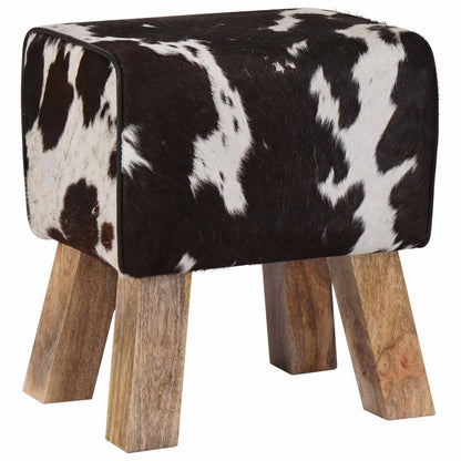 vidaXL Bench 40 x 30 x 45 cm Real Leather Black and White