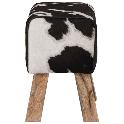 vidaXL Bench 40 x 30 x 45 cm Real Leather Black and White