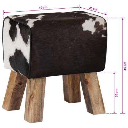 vidaXL Bench 40 x 30 x 45 cm Real Leather Black and White