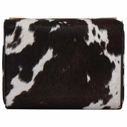 vidaXL Bench 40 x 30 x 45 cm Real Leather Black and White