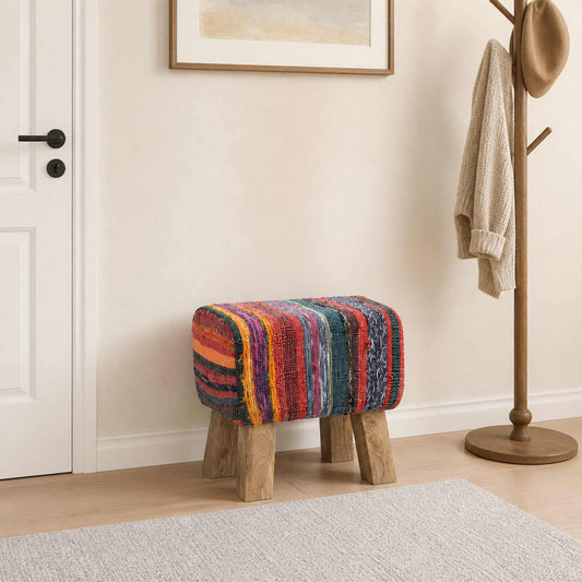vidaXL Bench 40 x 30 x 45 cm Real Leather Multicolour