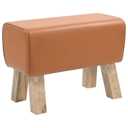 vidaXL Bench 60 x 30 x 45 cm Real Leather Brown