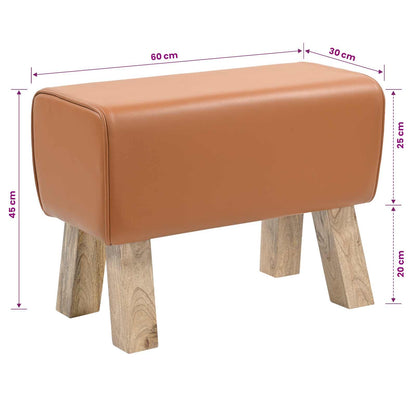 vidaXL Bench 60 x 30 x 45 cm Real Leather Brown
