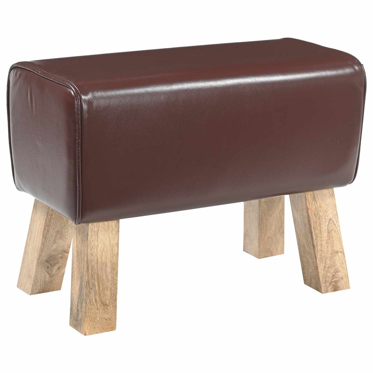 vidaXL Bench 60 x 30 x 45 cm Real Leather Dark Brown