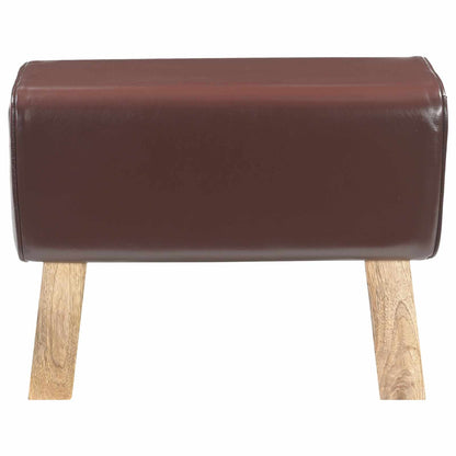 vidaXL Bench 60 x 30 x 45 cm Real Leather Dark Brown
