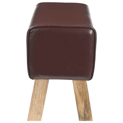 vidaXL Bench 60 x 30 x 45 cm Real Leather Dark Brown