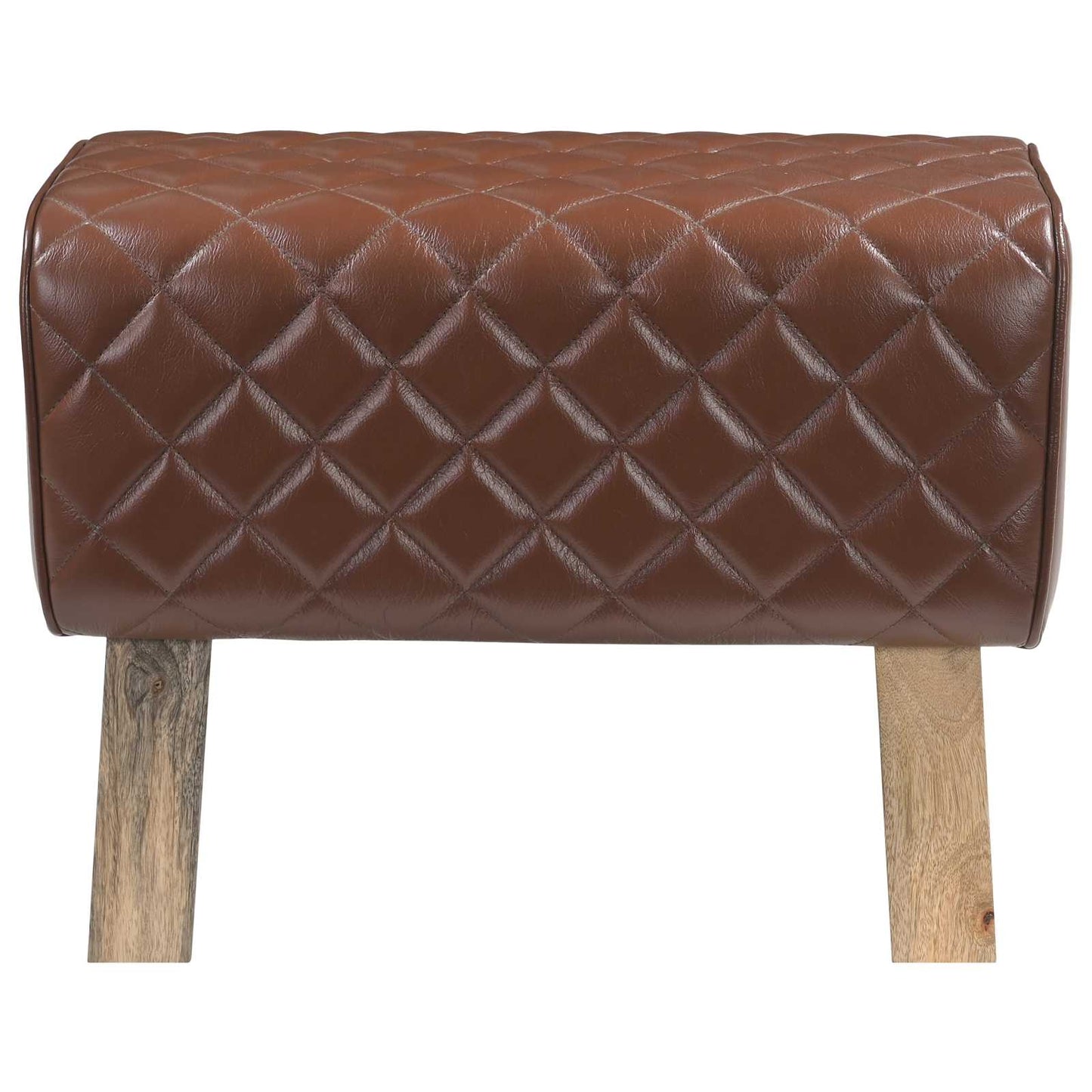 vidaXL Bench 60 x 30 x 45 cm Real Leather Brown Diamond
