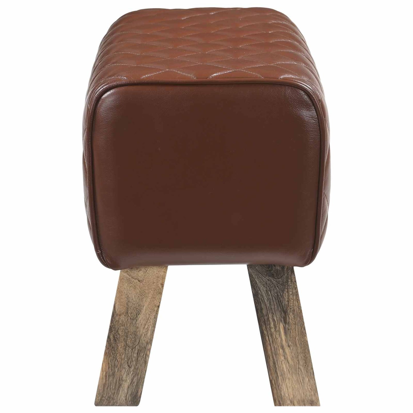 vidaXL Bench 60 x 30 x 45 cm Real Leather Brown Diamond