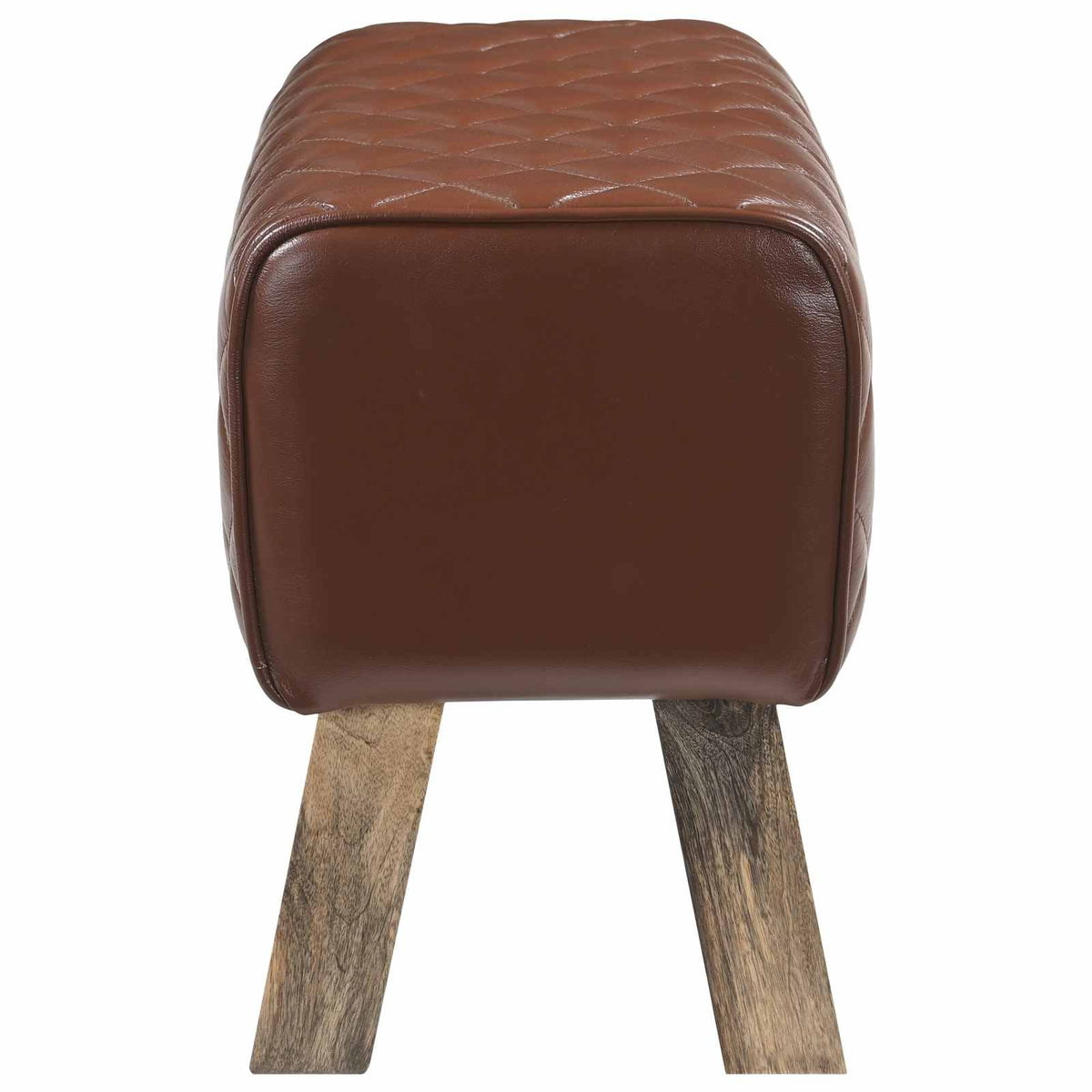 vidaXL Bench 60 x 30 x 45 cm Real Leather Brown Diamond