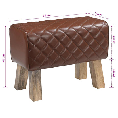 vidaXL Bench 60 x 30 x 45 cm Real Leather Brown Diamond