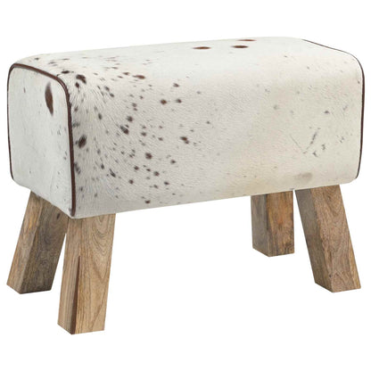 vidaXL Bench 60 x 30 x 45 cm Real Leather Brown and White