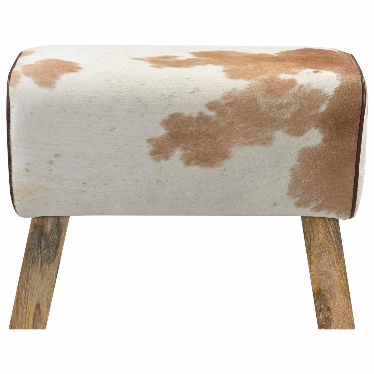 vidaXL Bench 60 x 30 x 45 cm Real Leather Brown and White