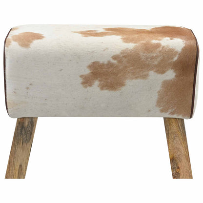 vidaXL Bench 60 x 30 x 45 cm Real Leather Brown and White