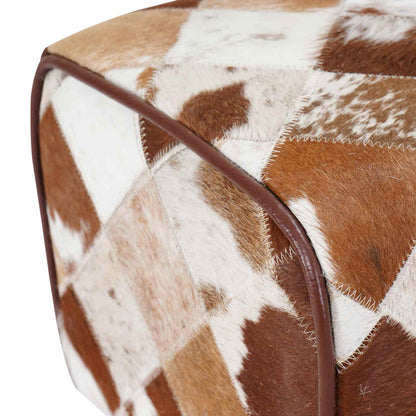 vidaXL Bench 60 x 30 x 45 cm Real Leather Brown Patchwork