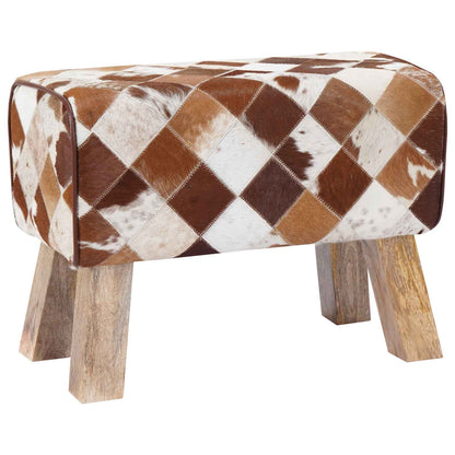 vidaXL Bench 60 x 30 x 45 cm Real Leather Brown Patchwork