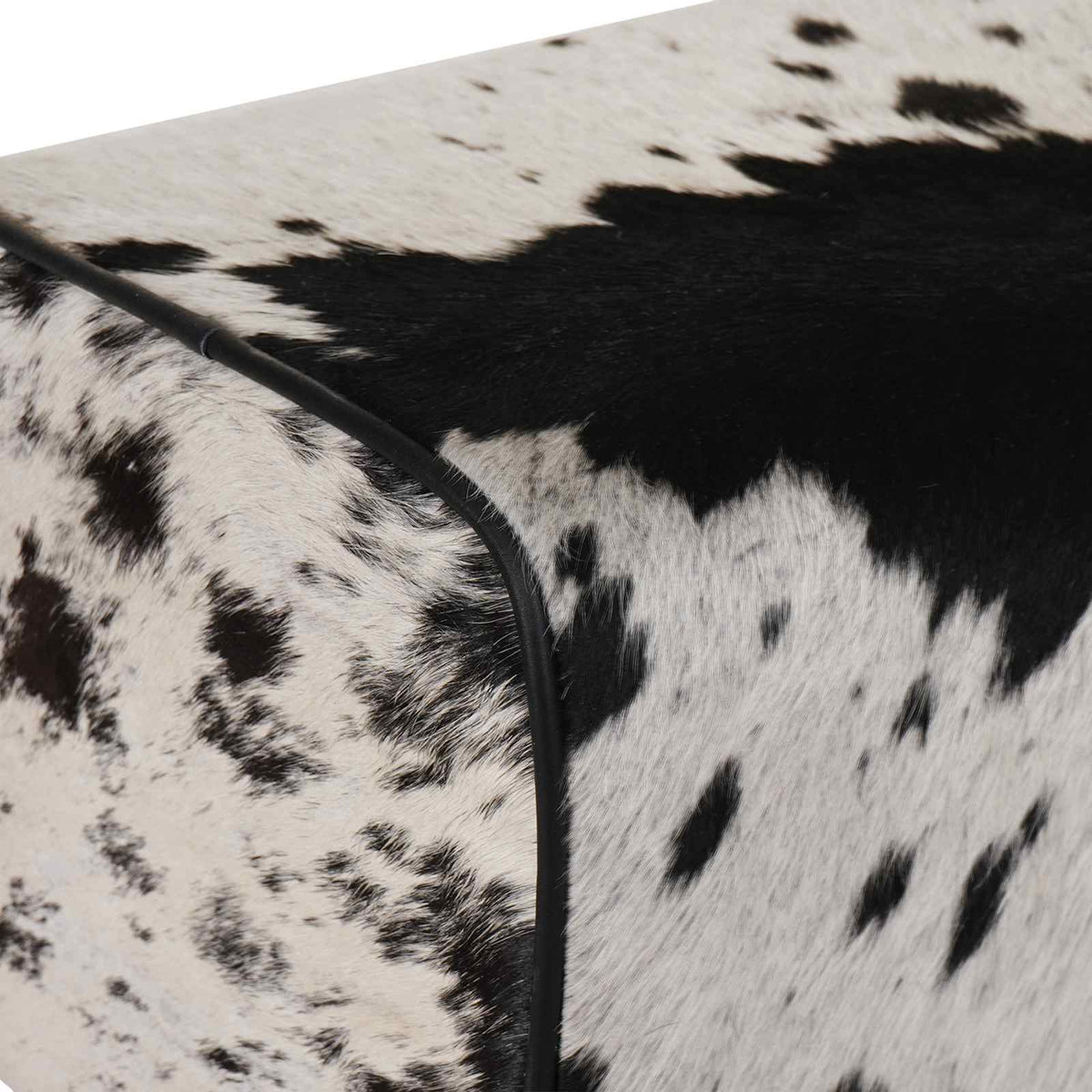 vidaXL Bench 60 x 30 x 45 cm Real Leather Black and White