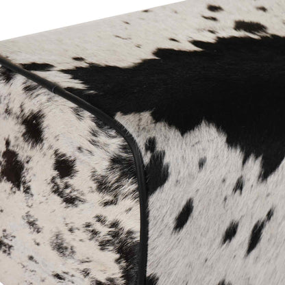 vidaXL Bench 60 x 30 x 45 cm Real Leather Black and White