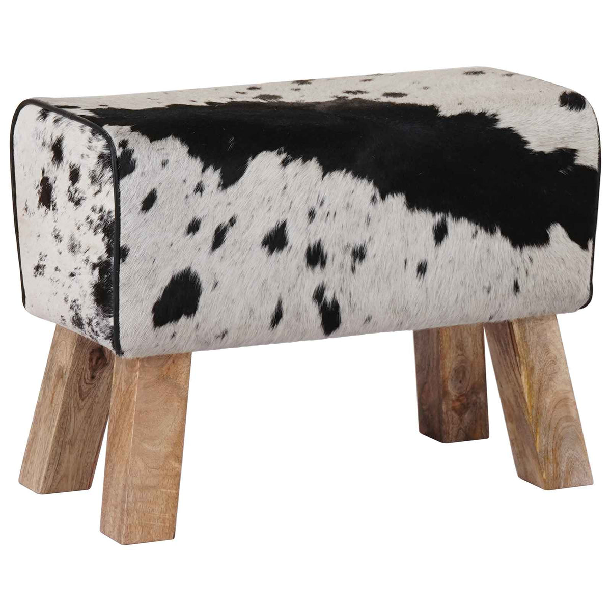 vidaXL Bench 60 x 30 x 45 cm Real Leather Black and White