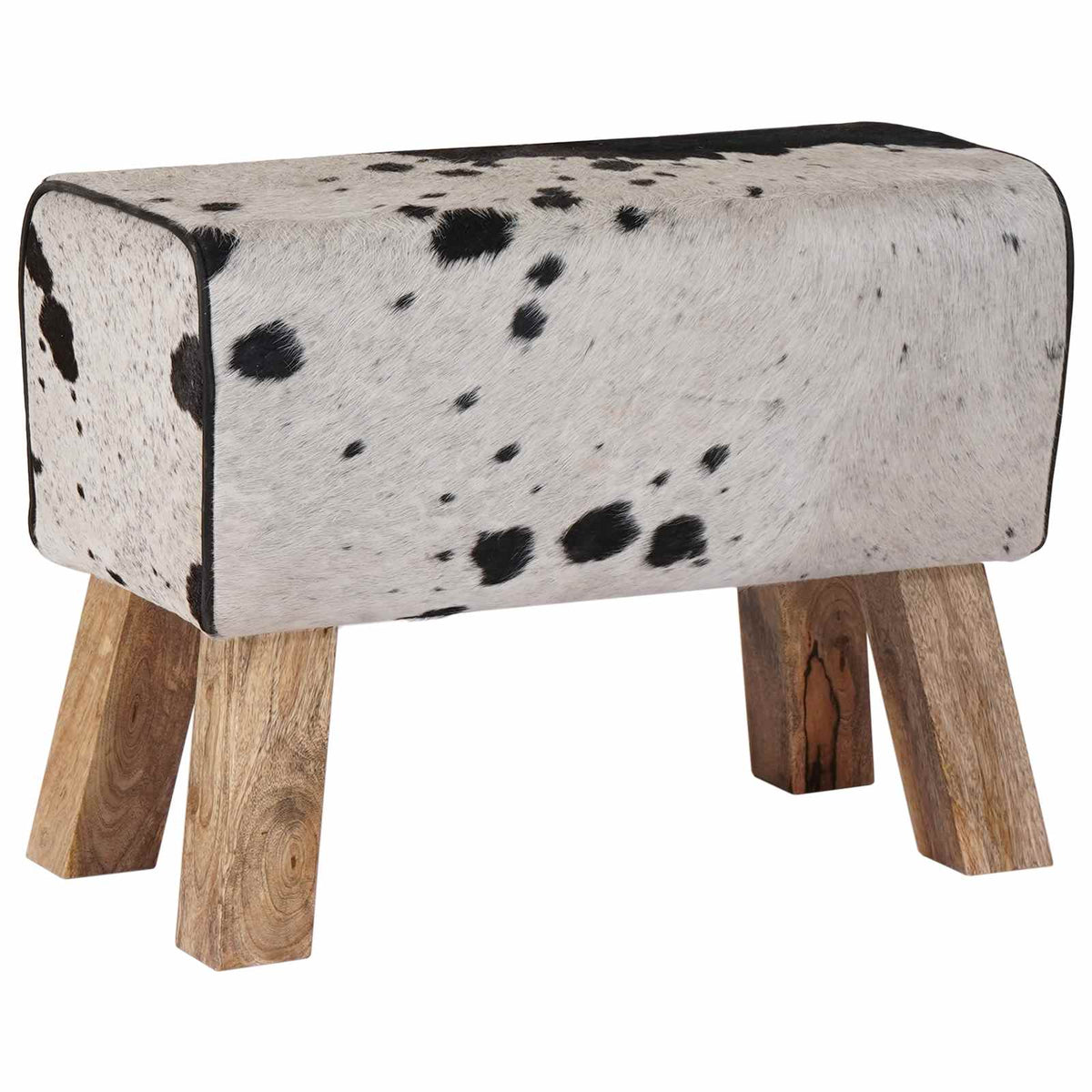 vidaXL Bench 60 x 30 x 45 cm Real Leather Black and White