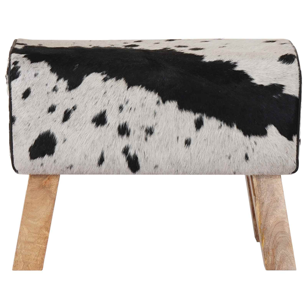 vidaXL Bench 60 x 30 x 45 cm Real Leather Black and White