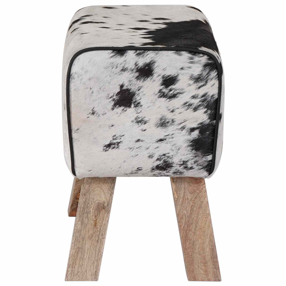 vidaXL Bench 60 x 30 x 45 cm Real Leather Black and White