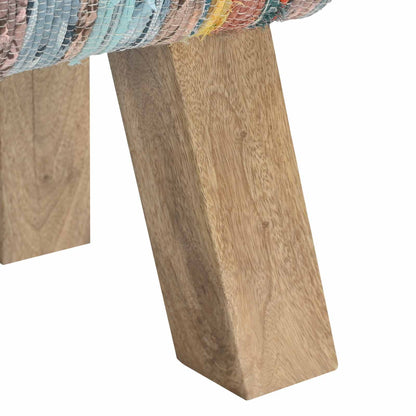 vidaXL Bench 60 x 30 x 45 cm Real Leather Multicolour