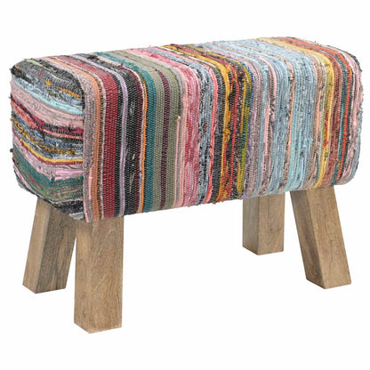 vidaXL Bench 60 x 30 x 45 cm Real Leather Multicolour