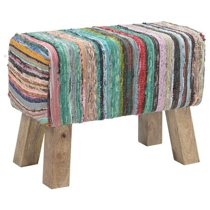vidaXL Bench 60 x 30 x 45 cm Real Leather Multicolour
