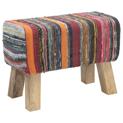 vidaXL Bench 60 x 30 x 45 cm Real Leather Multicolour