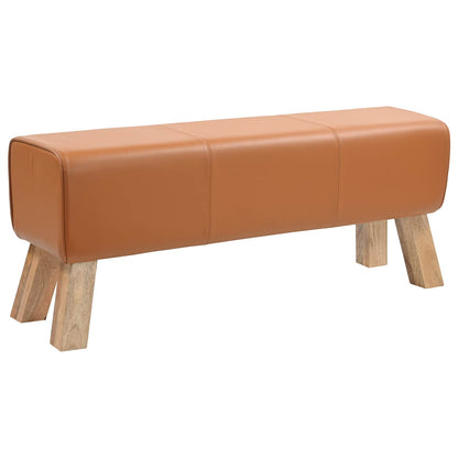 vidaXL Bench 110 x 30 x 45 cm Real Leather Brown