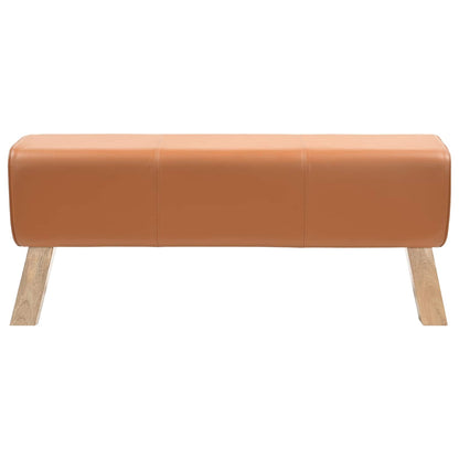 vidaXL Bench 110 x 30 x 45 cm Real Leather Brown