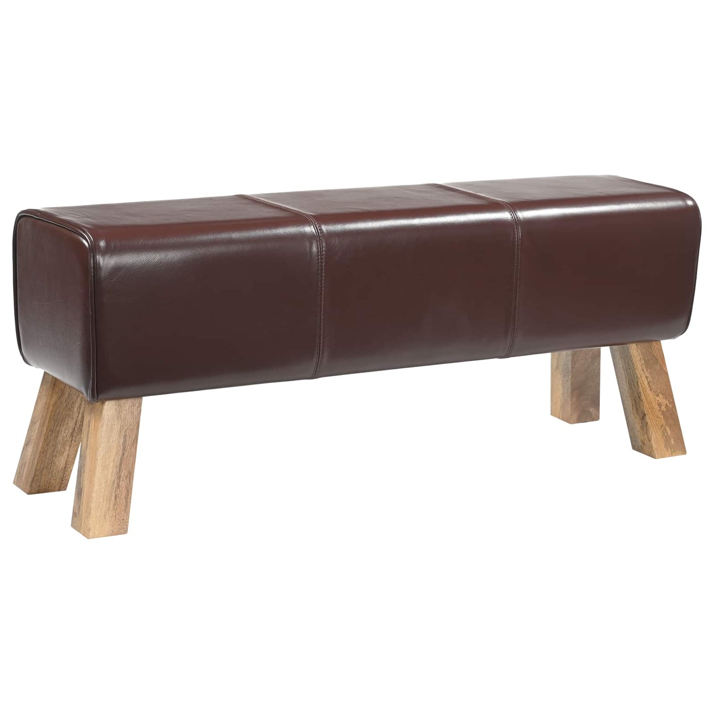 vidaXL Bench 110 x 30 x 45 cm Real Leather Dark Brown
