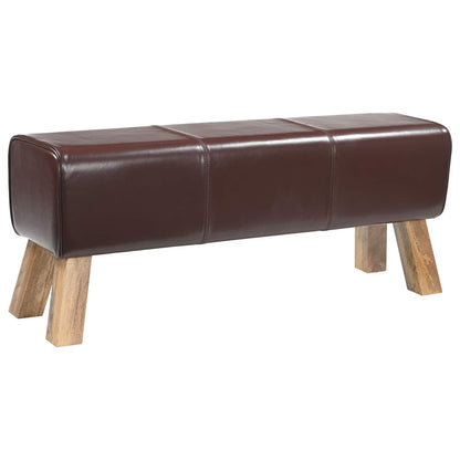 vidaXL Bench 110 x 30 x 45 cm Real Leather Dark Brown