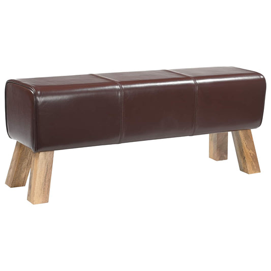 vidaXL Bench 110 x 30 x 45 cm Real Leather Dark Brown