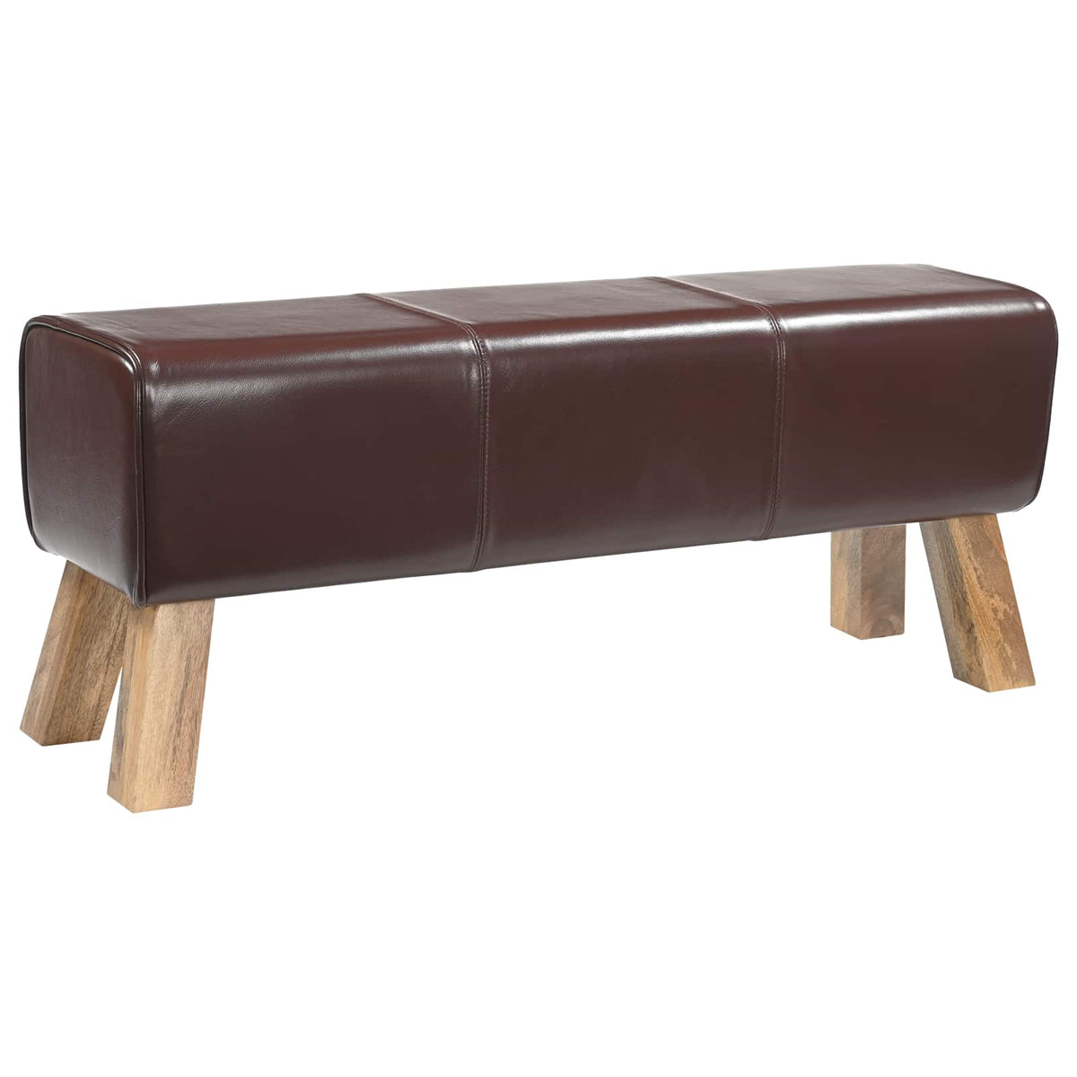 vidaXL Bench 110 x 30 x 45 cm Real Leather Dark Brown