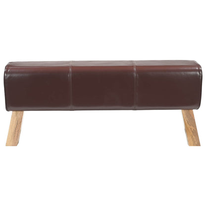 vidaXL Bench 110 x 30 x 45 cm Real Leather Dark Brown