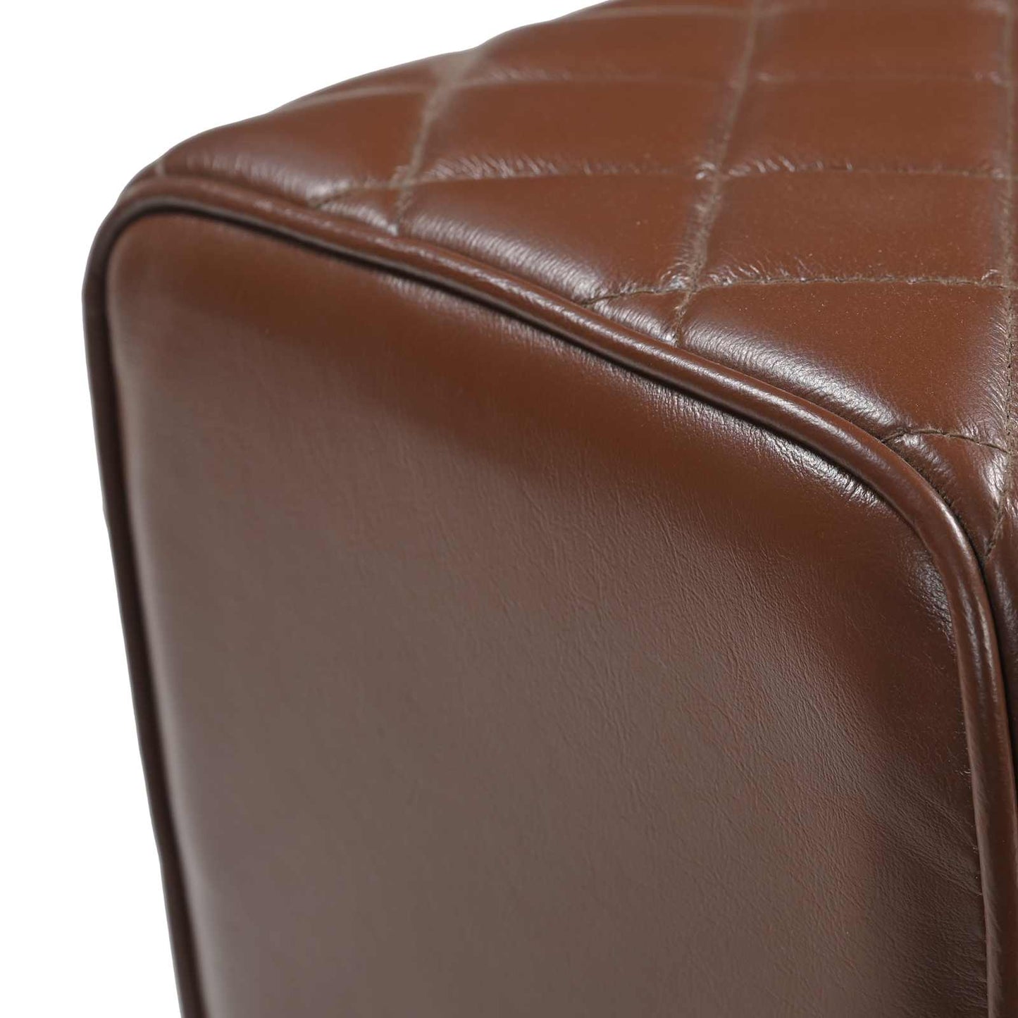 vidaXL Bench 110 x 30 x 45 cm Real Leather Brown Diamond