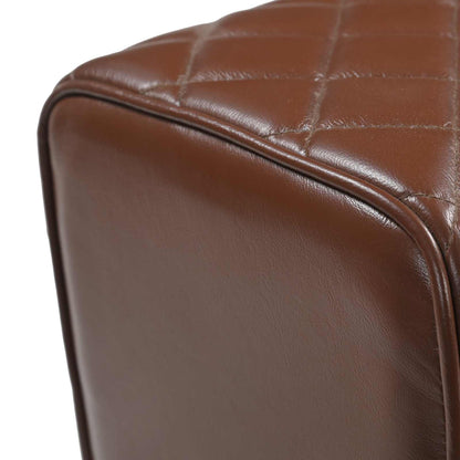 vidaXL Bench 110 x 30 x 45 cm Real Leather Brown Diamond