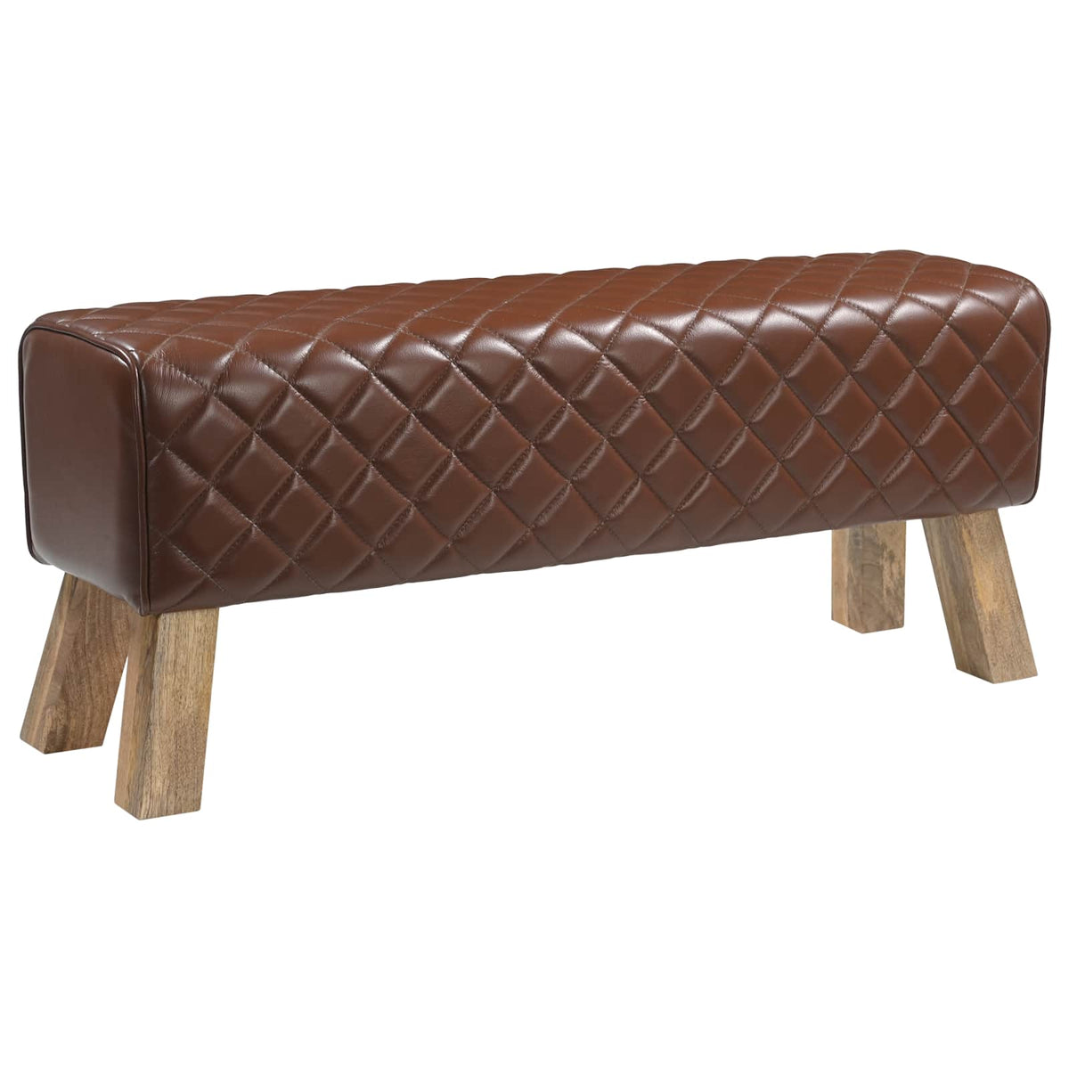 vidaXL Bench 110 x 30 x 45 cm Real Leather Brown Diamond