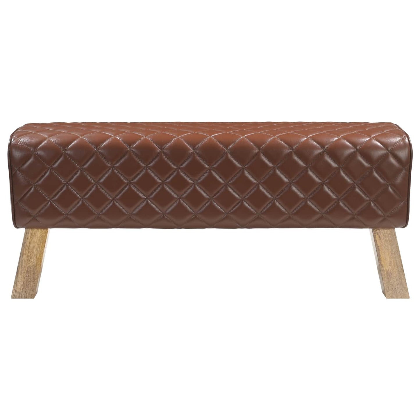 vidaXL Bench 110 x 30 x 45 cm Real Leather Brown Diamond