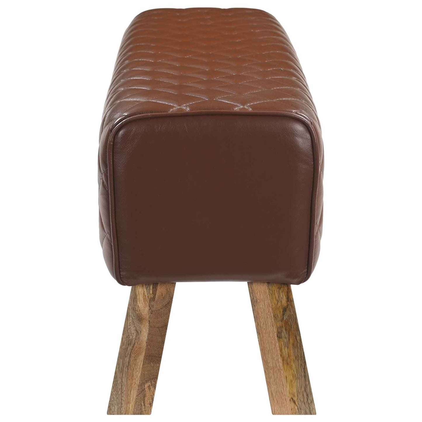 vidaXL Bench 110 x 30 x 45 cm Real Leather Brown Diamond