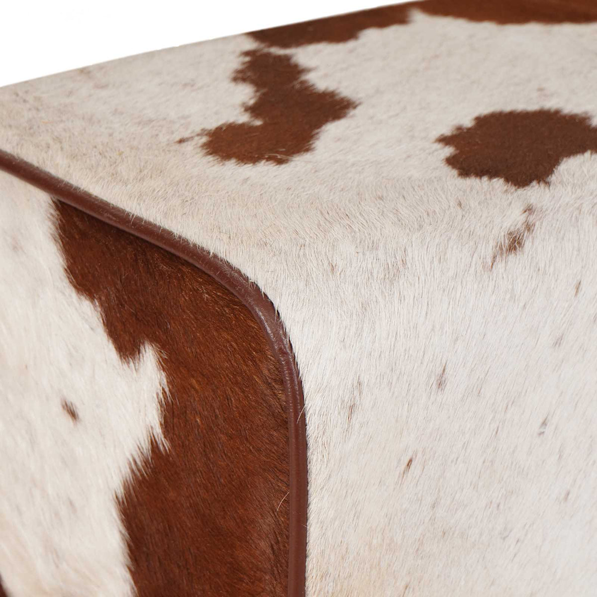 vidaXL Bench 110 x 30 x 45 cm Real Leather Brown and White