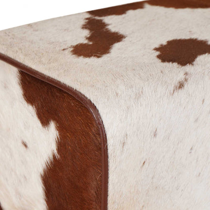 vidaXL Bench 110 x 30 x 45 cm Real Leather Brown and White