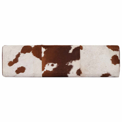 vidaXL Bench 110 x 30 x 45 cm Real Leather Brown and White