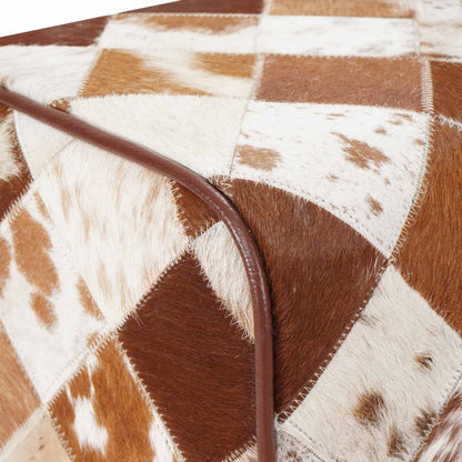 vidaXL Bench 110 x 30 x 45 cm Real Leather Brown Patchwork