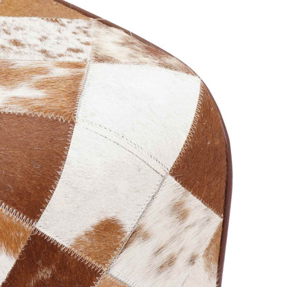 vidaXL Bench 110 x 30 x 45 cm Real Leather Brown Patchwork