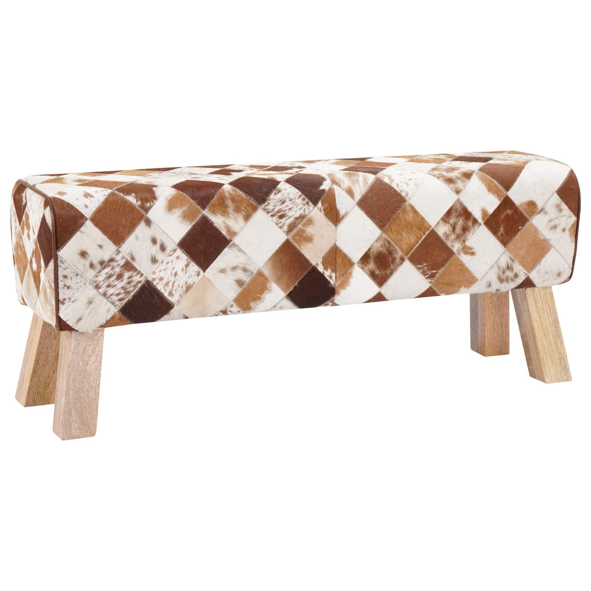 vidaXL Bench 110 x 30 x 45 cm Real Leather Brown Patchwork