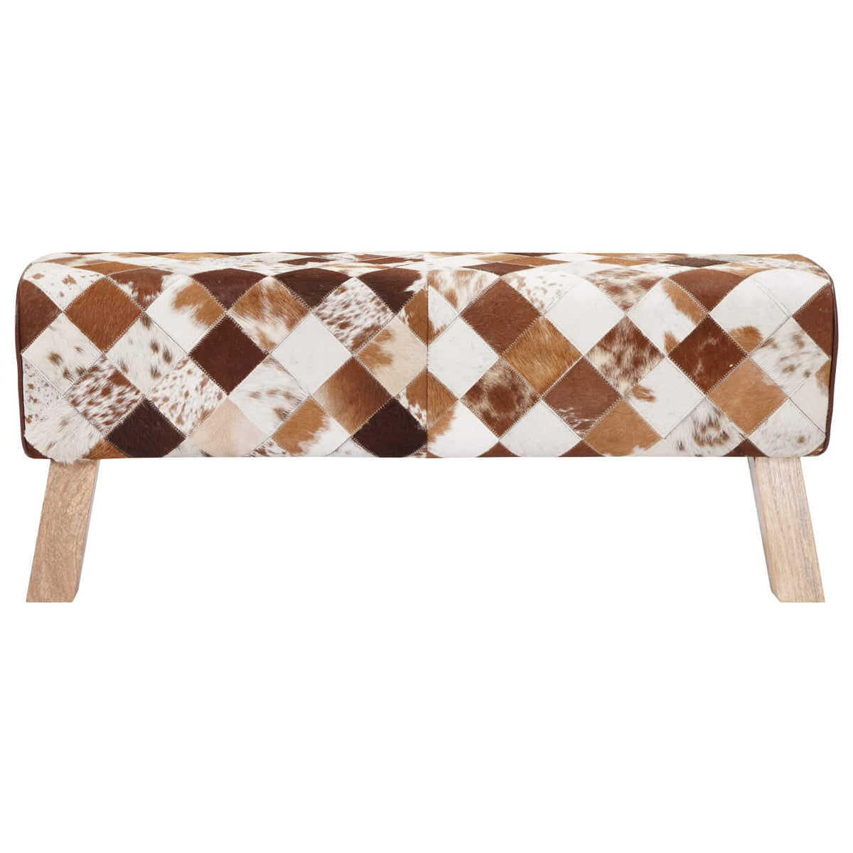 vidaXL Bench 110 x 30 x 45 cm Real Leather Brown Patchwork